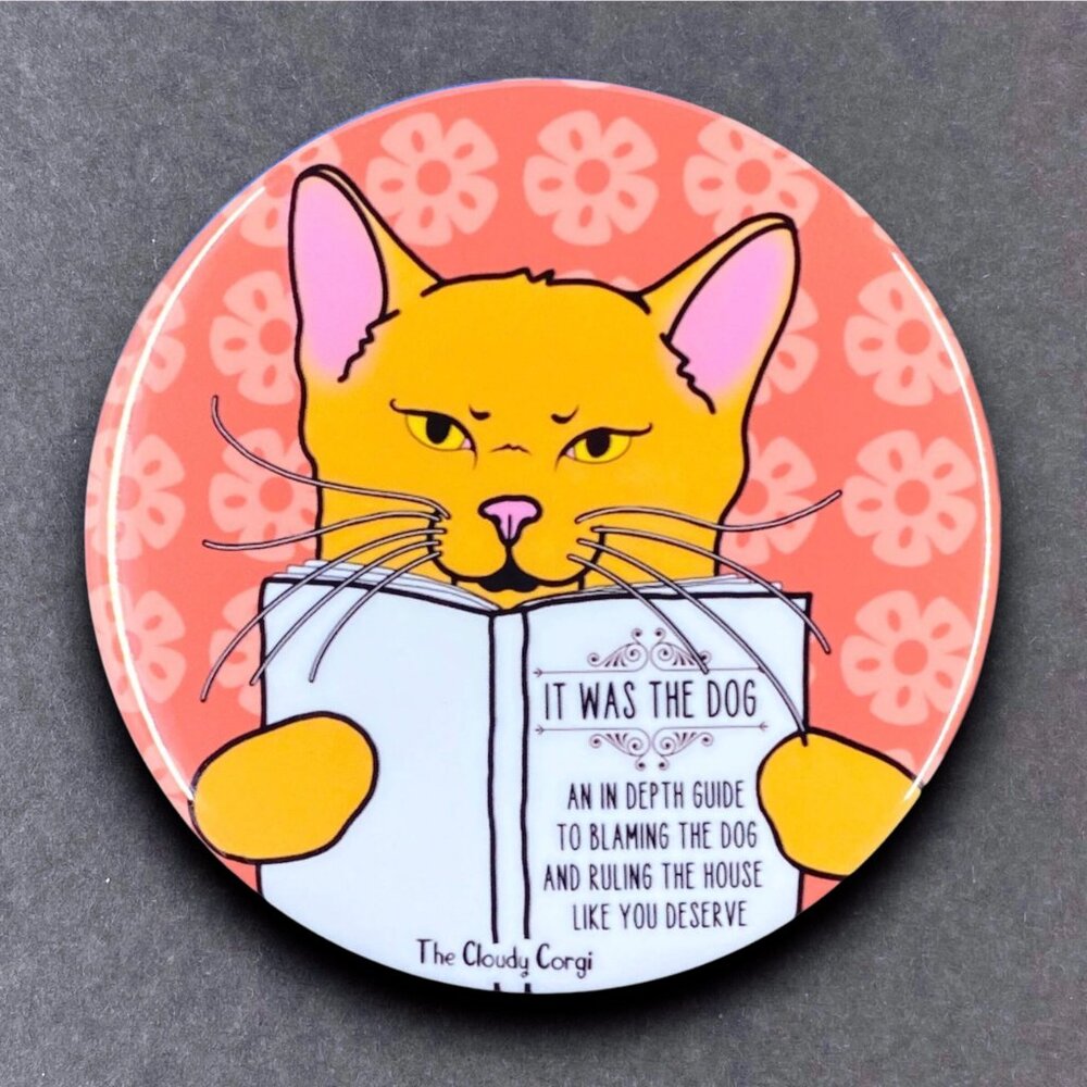 Funny Orange Cat Handmade Pin, Magnet, Keychain, Bottle Opener or Mini Ornament